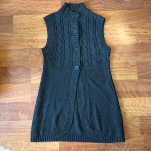 BONGO sweater vest / Women's Cable Knit Sleeveless Cardigan - Dark Gray